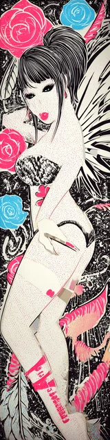 Free angel bookmark featuring an angel posing in costume